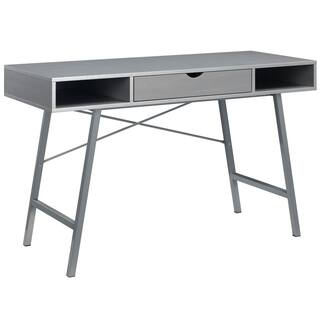 FESTIVO 48 in. Rectangular Grey 1 Drawer Writing Desk with Built-In Storage FDE20561