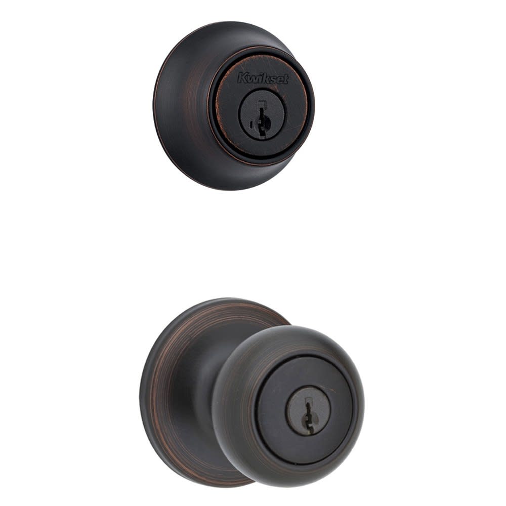 Venetian Bronze Cove Door Knob and Single Cylinder Deadbolt Set