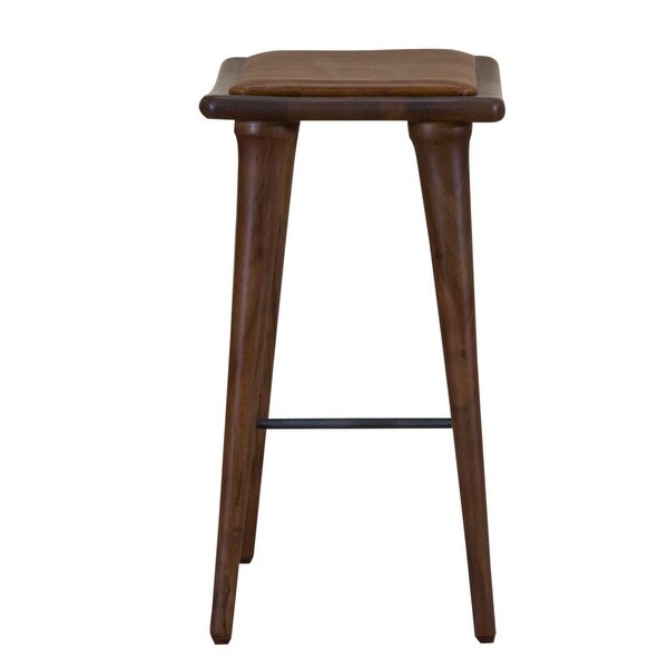 Walnut Finish Leather Counter Stool - 27