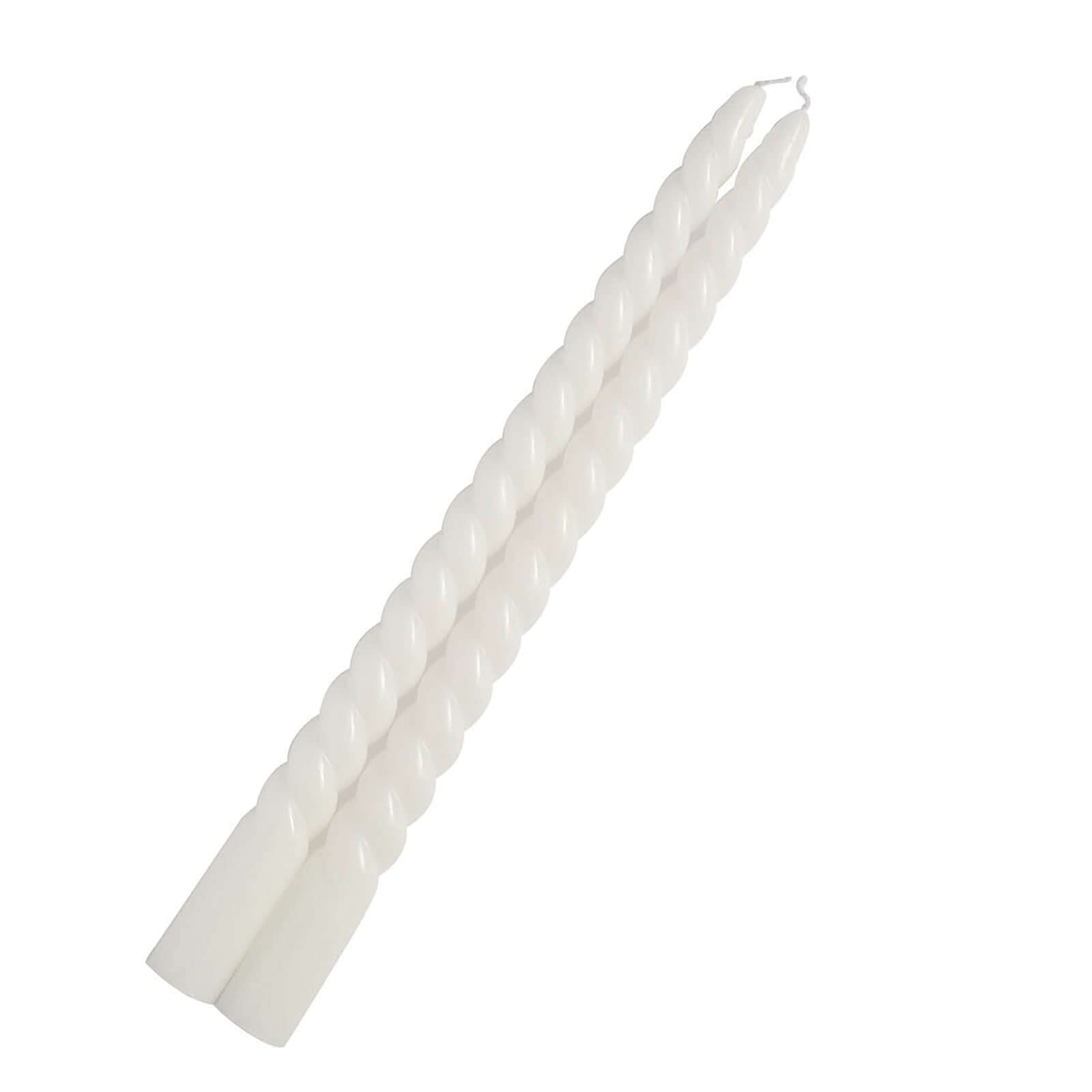 12 Pack White Premium Spiral Long Burn Wick Taper Candles, Tall Unscented Wax Dinner Candle Sticks 11