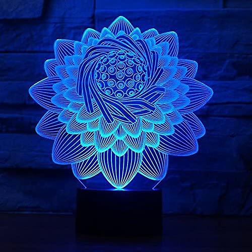 3d New Lotus Flower Lamp Night Light Remote Control Power Touch Table Desk Optical Illusion Lamps 7/16 Color Changing Lights Home Xmas Birthday Gift