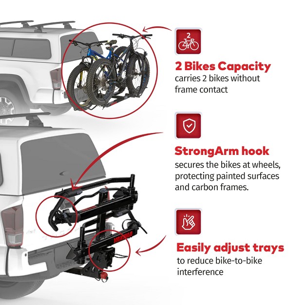 Yakima Holdup Evo Premium 2 Bike Capacity Tray Hitch Mount Bike Rack With Tool Free Locking Speedknob Tilt Mechanism And Kickstart Foot Pedal Black