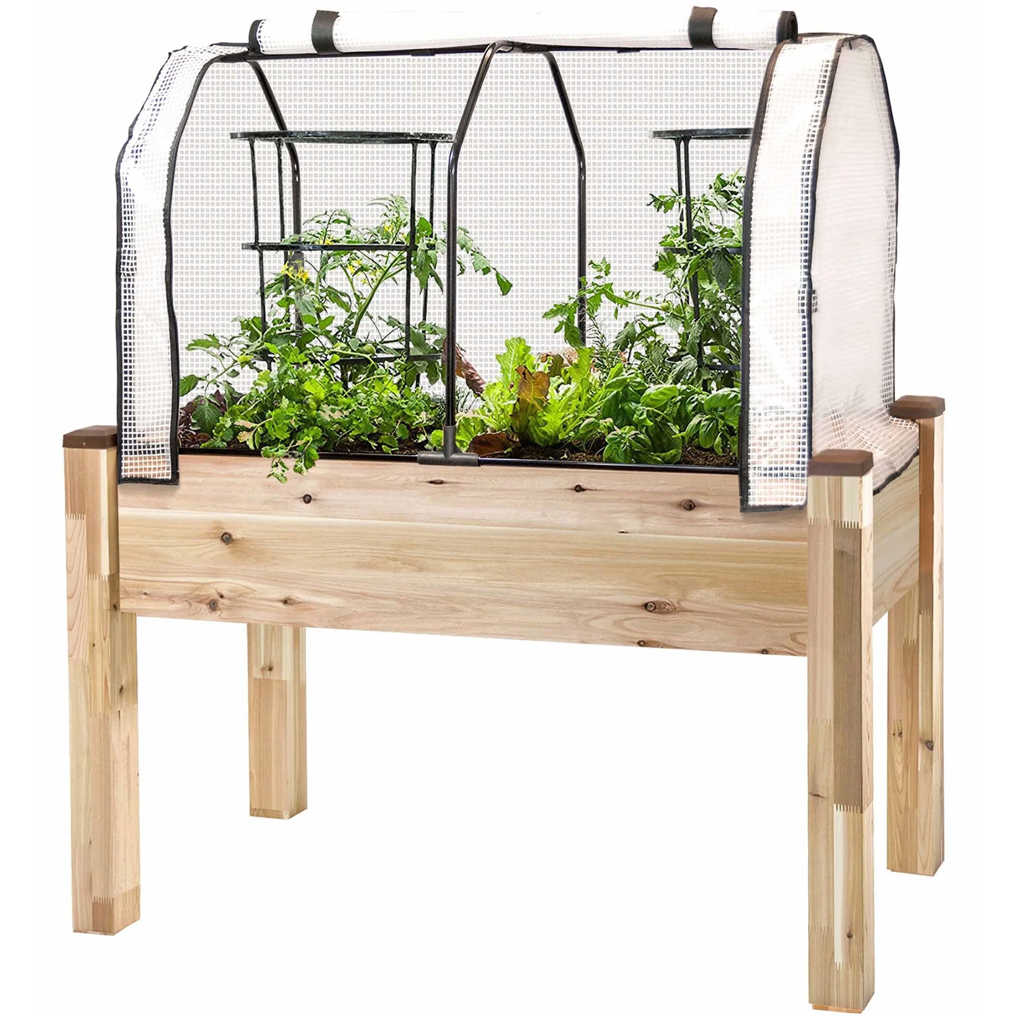 CedarCraft Elevated Cedar Backyard Vegetable Herb Planter with Cover