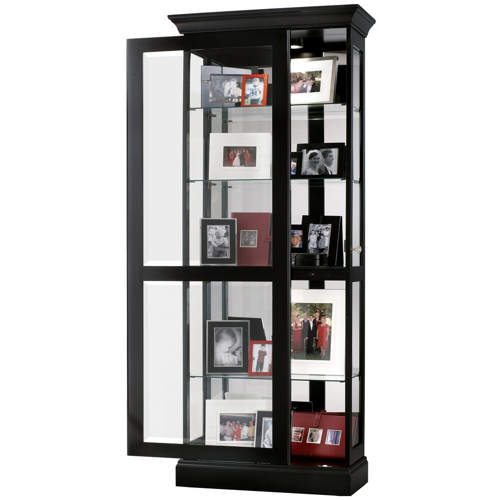 Howard Miller Black Wood Mirrored and Illuminated Curio Cabinet