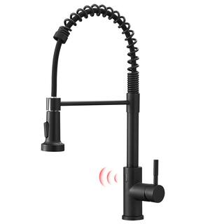 Fapully Touchless Single-Handle Pull-Down Sprayer Kitchen Faucet in Matte Black DFA-1002B