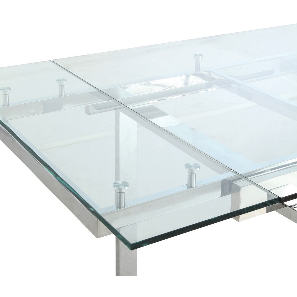 Modern Design Expandable Glass Top Dining Set