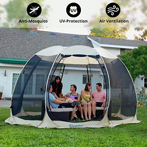 Alvantor Screen House Room Camping Tent Outdoor Canopy Dining Gazebo Pop Up Sun Shade Hexagon Shelter Mesh Walls Not Waterproof 10'x10' Beige Patent