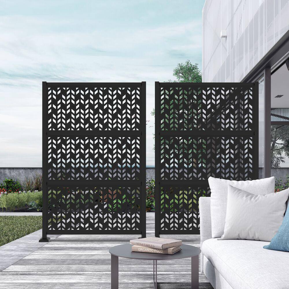 Barrette Outdoor Living 2 ft. x 4 ft. Black Aztek Polypropylene Decorative Screen Panel 73055263