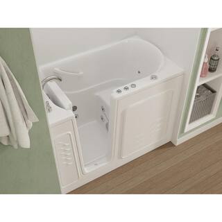 Universal Tubs HD Series 53 in. Left Drain Quick Fill Walk-In Whirlpool Bath Tub with Powered Fast Drain in White HD3053LWH