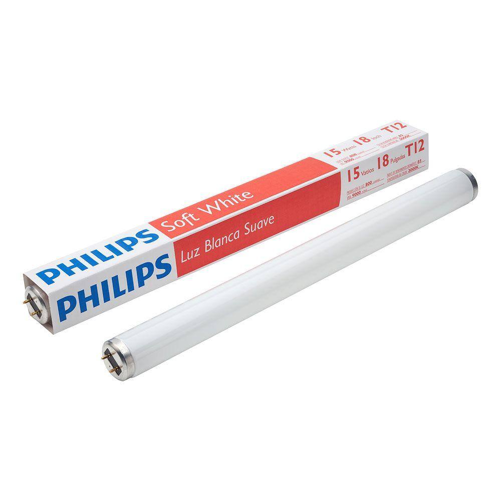 Philips 15-Watt 18 in. Linear T12 Fluorescent Tube Light Bulb Soft White (3000K) (6-Pack) 141465