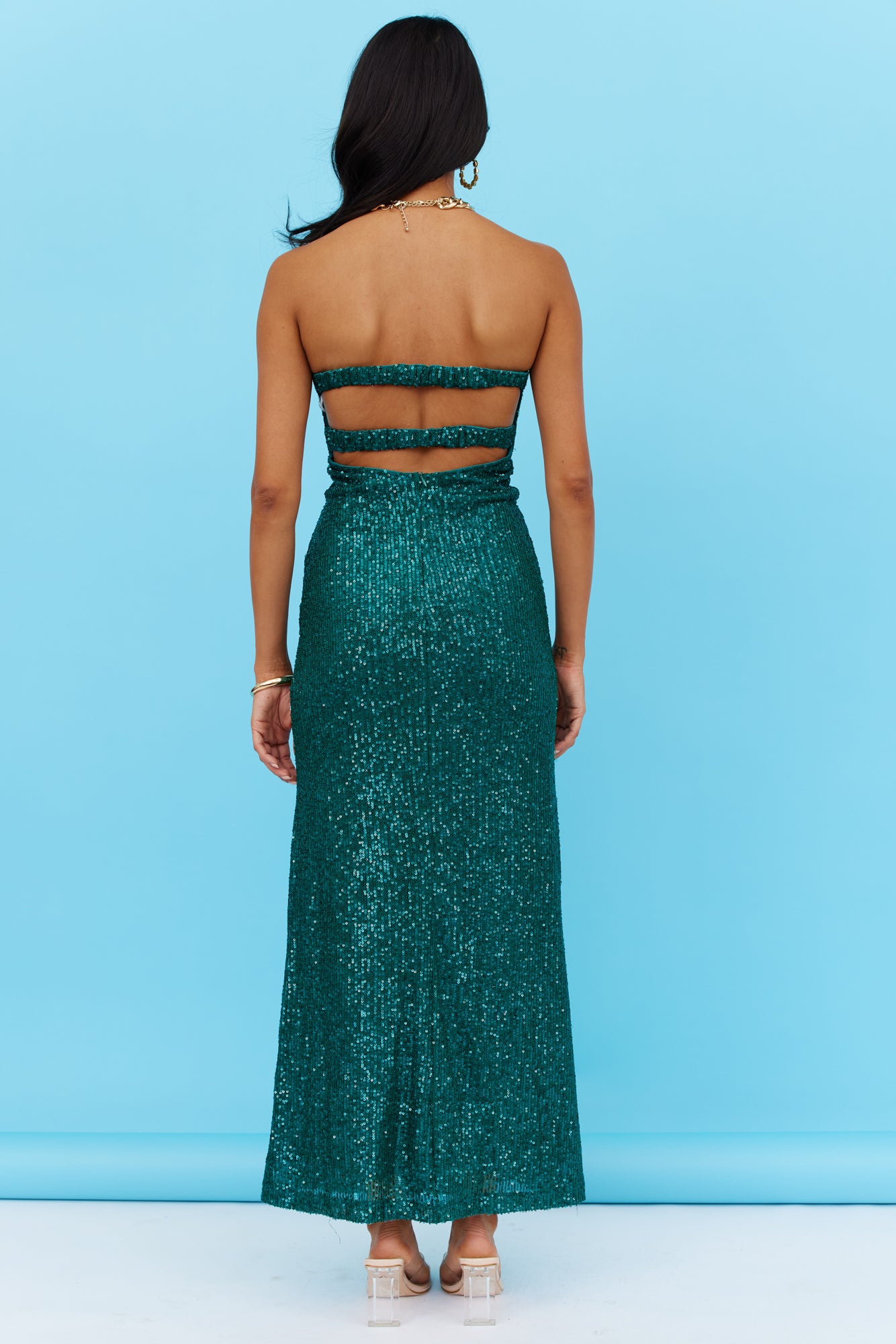 Finest Words Maxi Dress Green Sequin