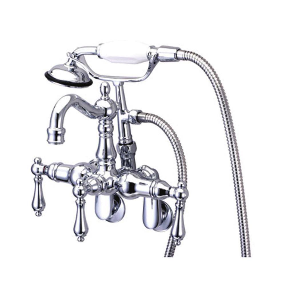 Kingston Brass Victorian Adjustable Center 3-Handle Claw Foot Tub Faucet with Handshower in Chrome HCC1302T1