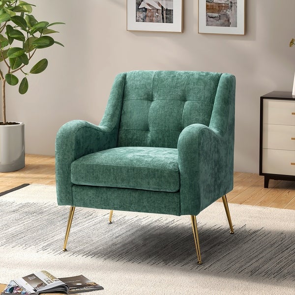 Hyperboreüs Upholstery Accent Armchair with Tufted Back by HULALA HOME