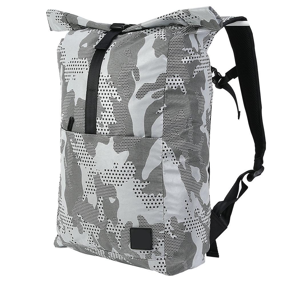 Gray White Reflective Waterproof Backpack Shoulders Bag For Outdoor Cycling Sports