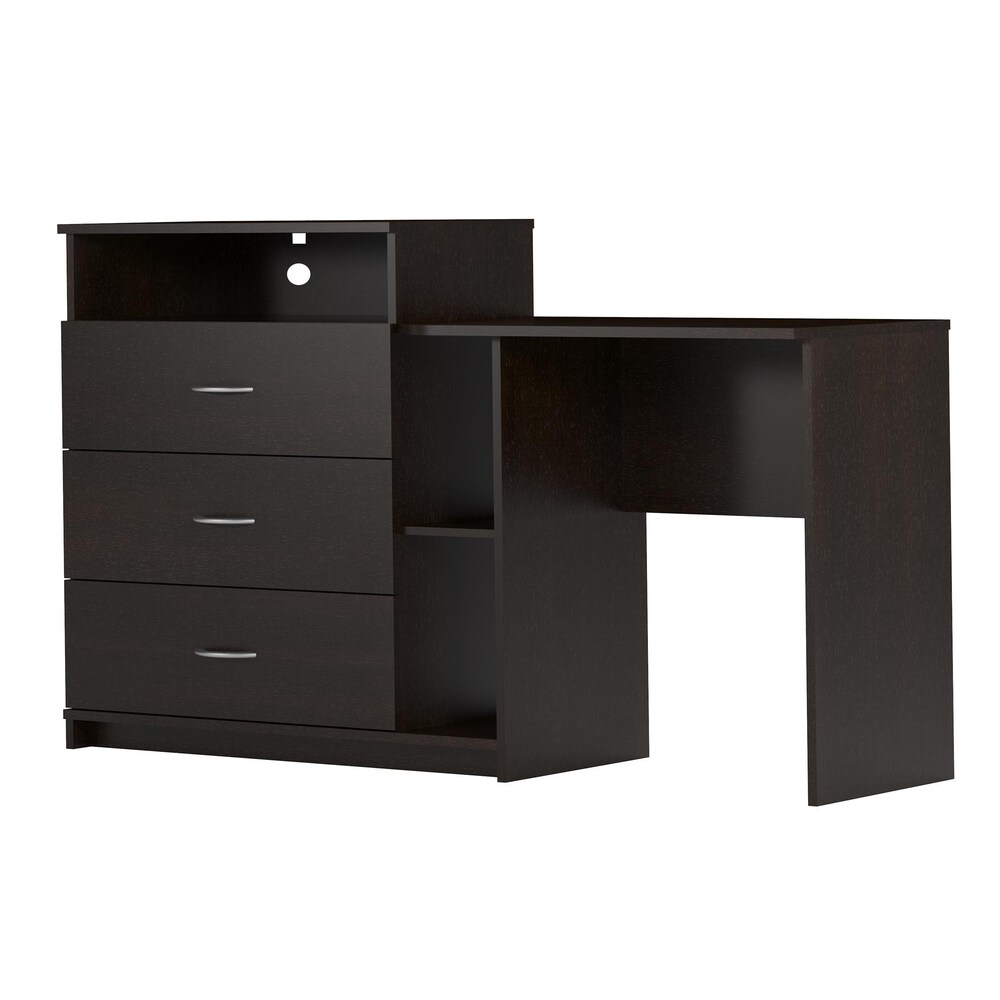 Porch   Den Alyssa Espresso 3 in 1 Media Dresser and Desk Combo