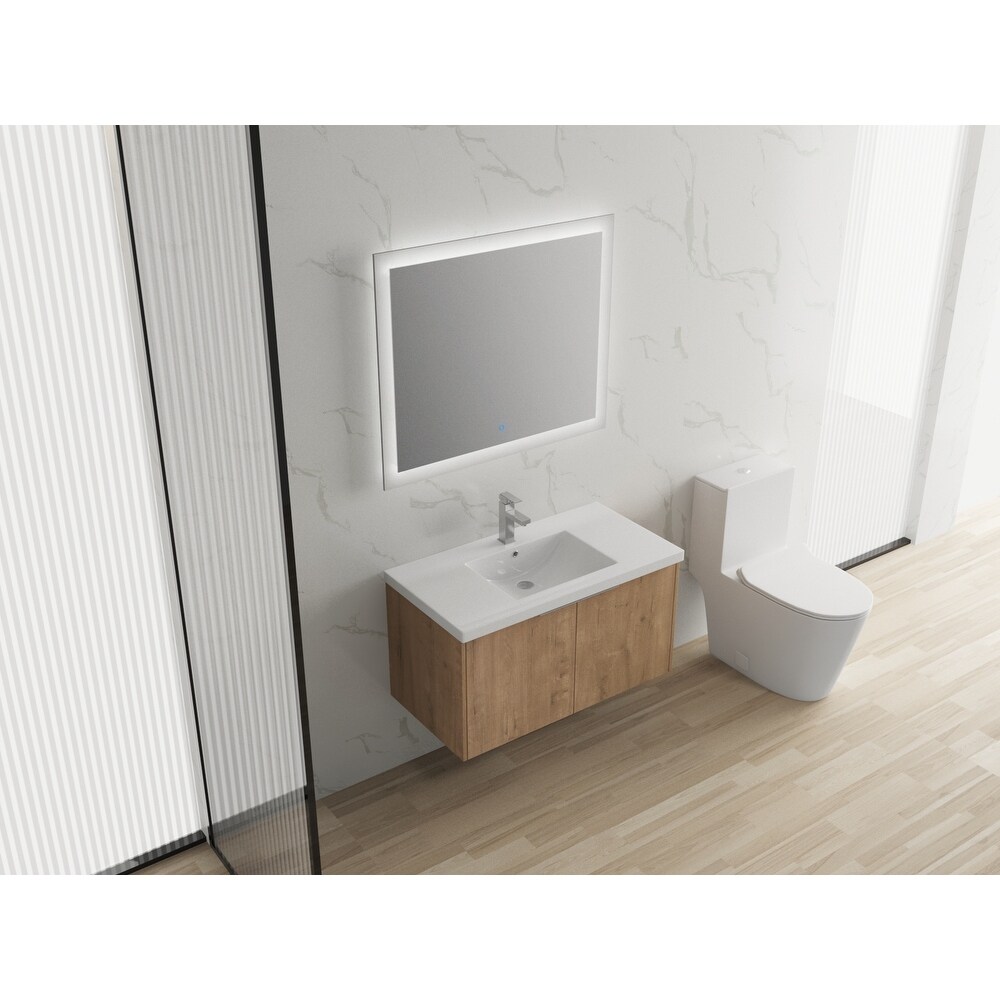 Modern Design 36 Inch Float Mounting Bathroom Vanity With Sink Soft Close Door 2 Doors