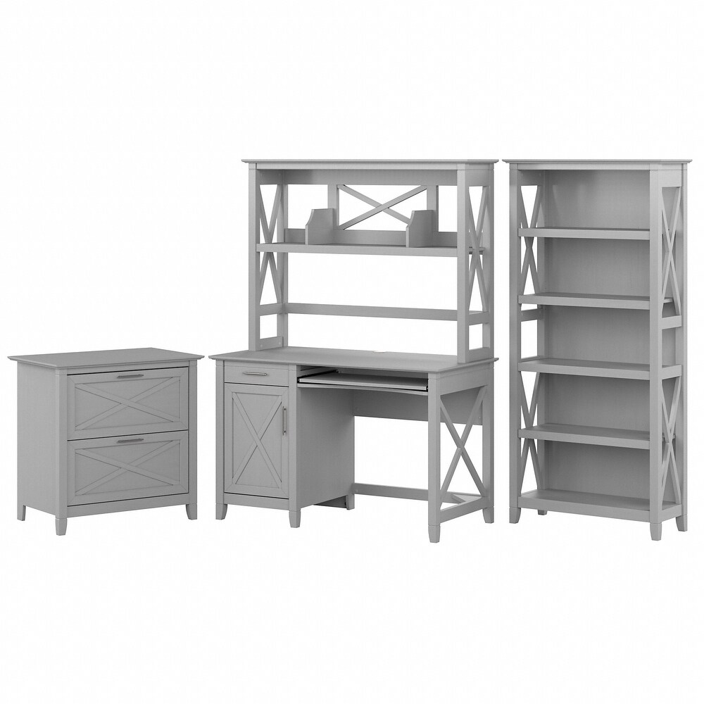 Key West Small Computer Desk with Hutch and Storage by Bush Furniture