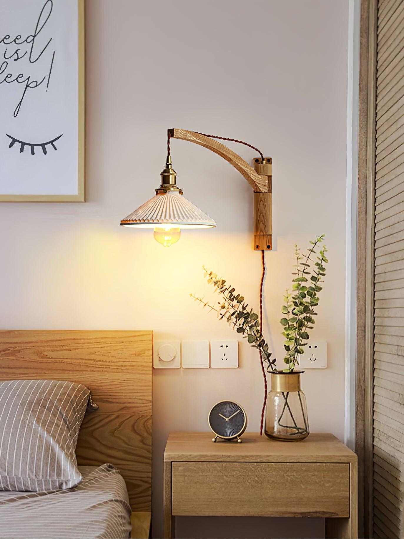 Walnut Swing Arm Wall Lamp