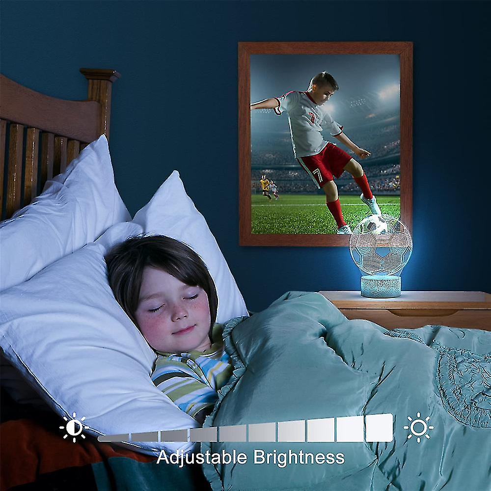 Football Soccer 3d Illusion Led Night Light Kids Bedside Lamp 16 Colors Changing Gift W/ Remote Control