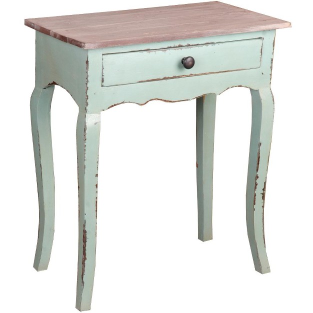 Besthom Shabby Chic Cottage 23 8 In Bahama Rectangular Solid Wood End Table With 1 Drawer