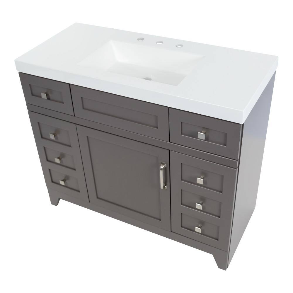 Home Decorators Collection Rosedale 42 in. W x 18.75 in. D Bath Vanity in Taupe Gray with Cultured Marble Vanity Top in White with White Sink RD42P2-TG