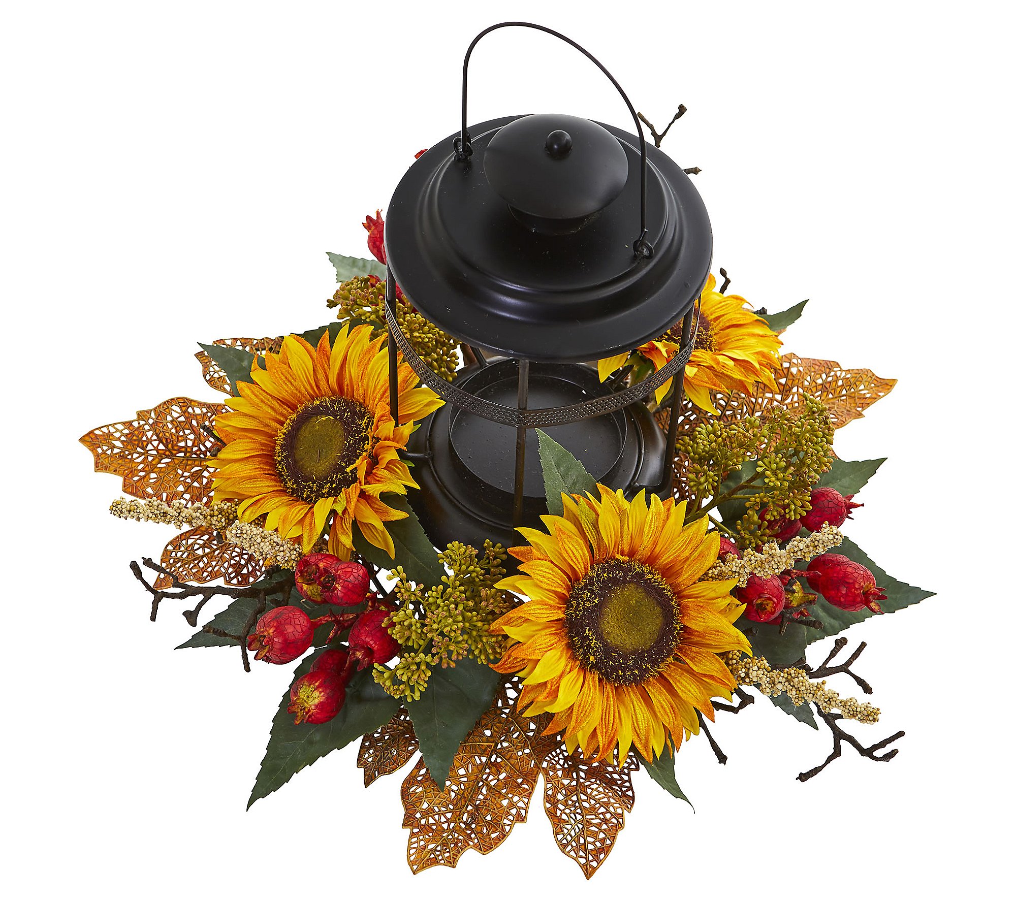 Sunflower Berry Arrangement Candelabrum by Nearly Natural