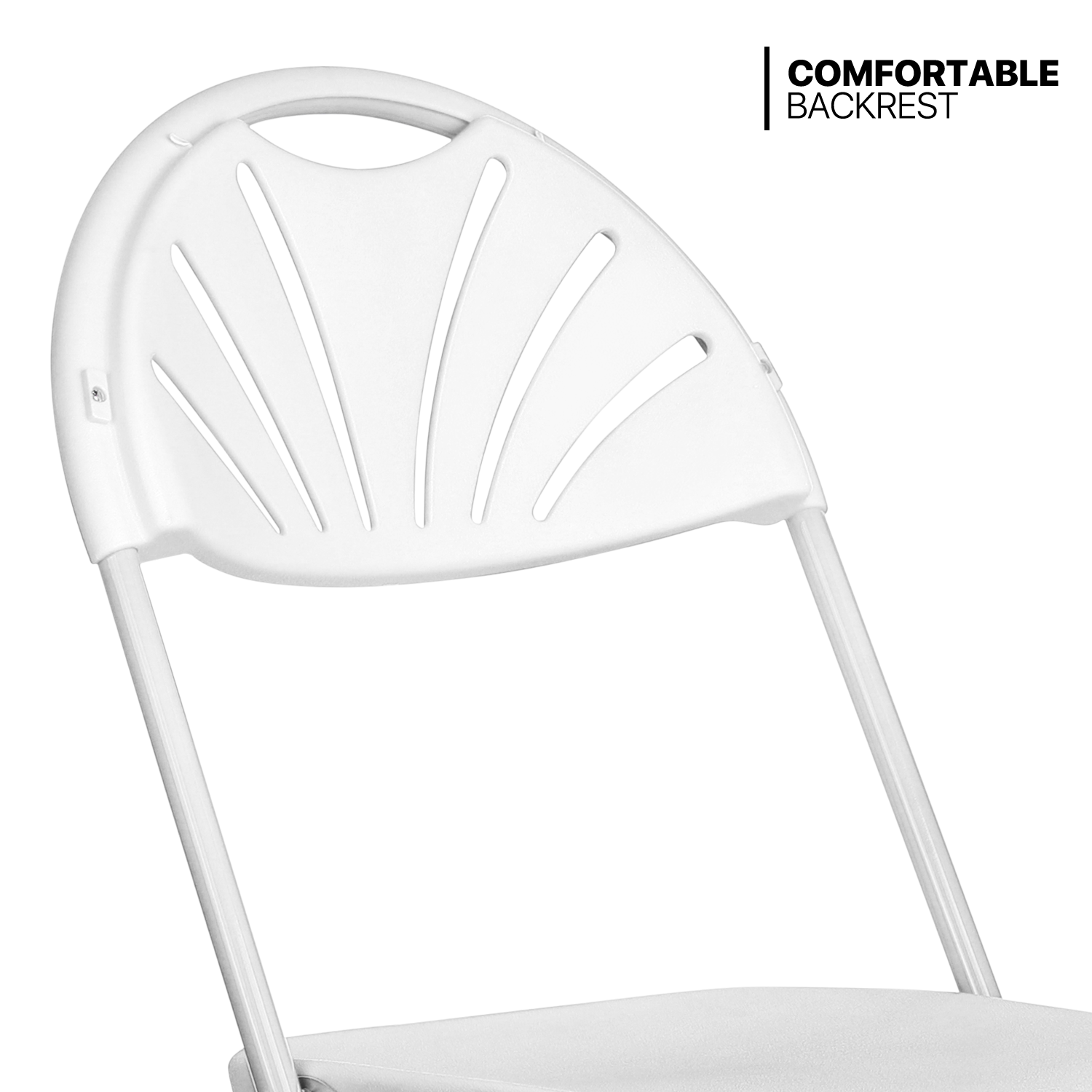 MoNiBloom Plastic Folding Chair with Fan Back, 10pcs Stackable Portable Commercial Seat, for Wedding Picnic Banquet, White