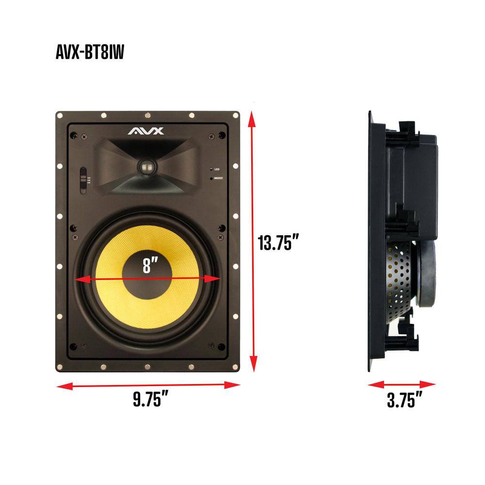 AVX Audio 8 in. Bluetooth In-Wall Speaker Pair AVX-BT8IW