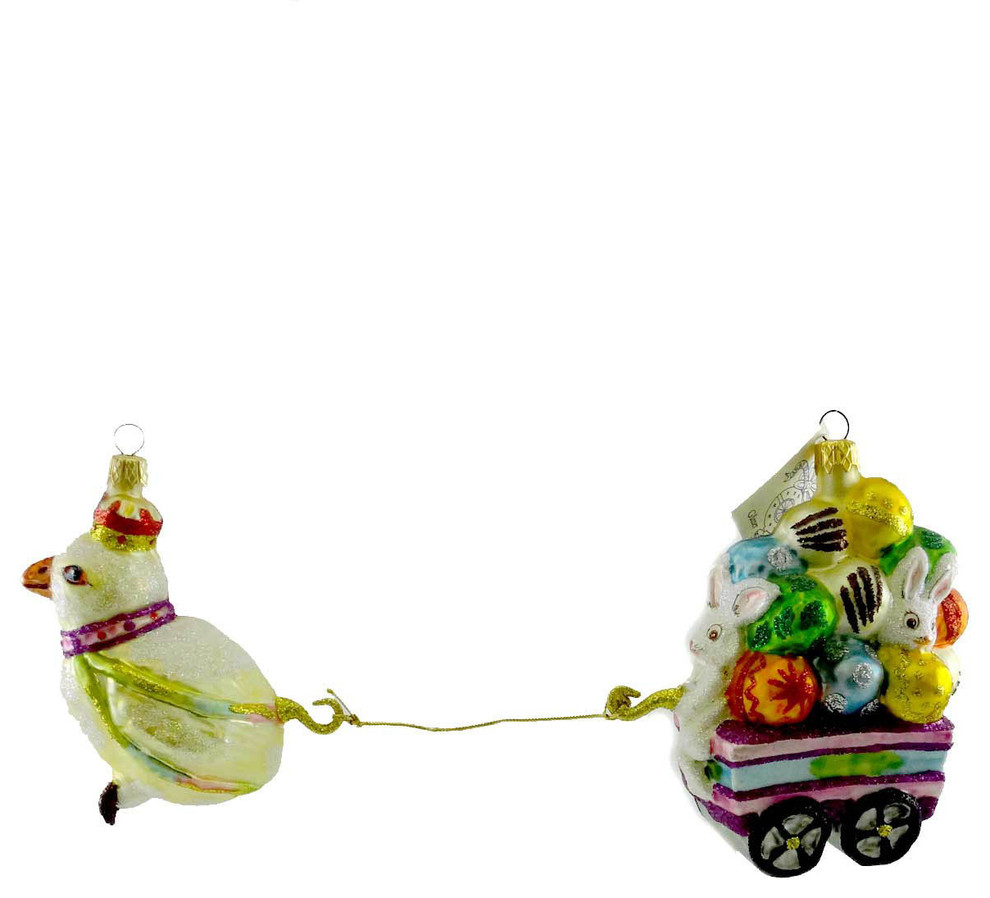 Larry Fraga GATHERING EGGS Blown Glass Ornament Easter Chick Bunny Egg 6003   Contemporary   Christmas Ornaments   by Story Book Kids Inc  Houzz