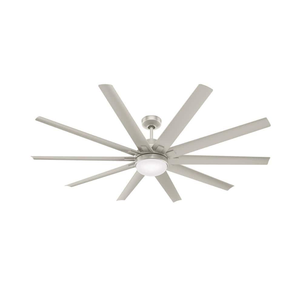 Hunter Overton 72 in Outdoor Matte Nickel Ceiling Fan with Light Kit and Wall Switch