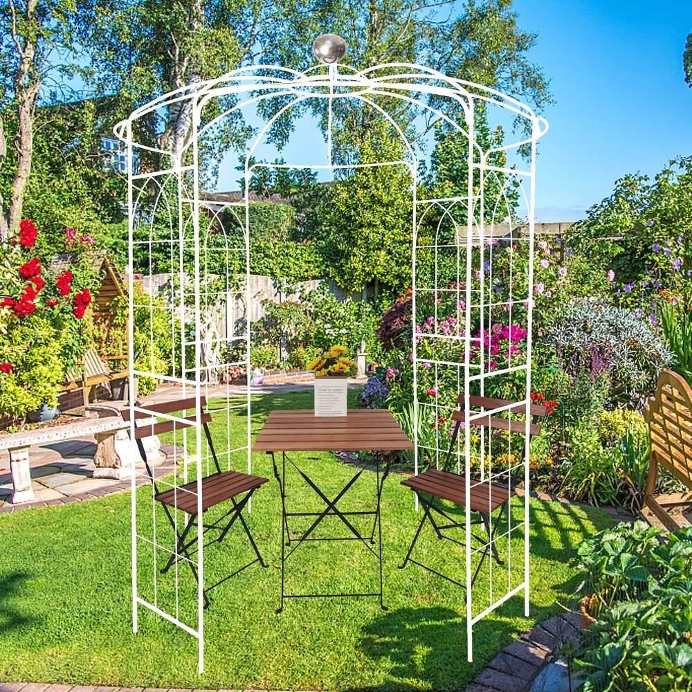 Metal Garden Arch White Wedding Decoration Arch  Birdcage Shape Pergola  Flower Rack for Ceremony