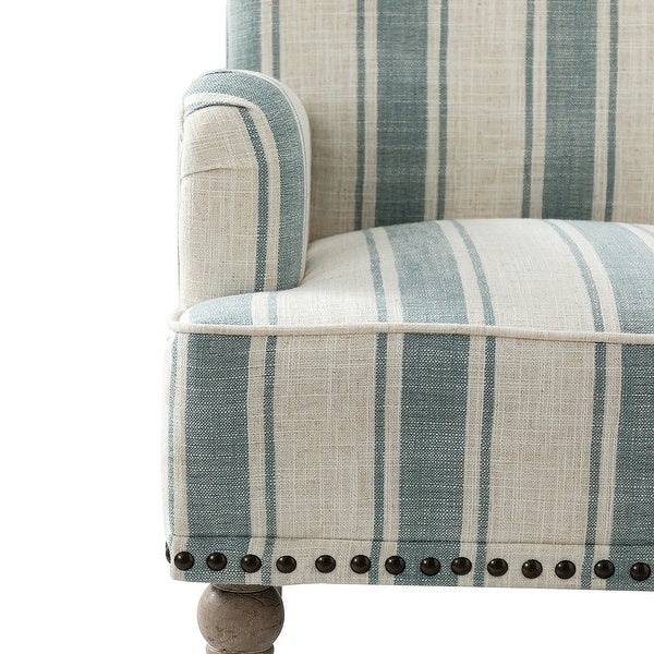 Geltrude Upholstered Farmhouse Nailheads Arm Chair with Spindle Legs by HULALA HOME