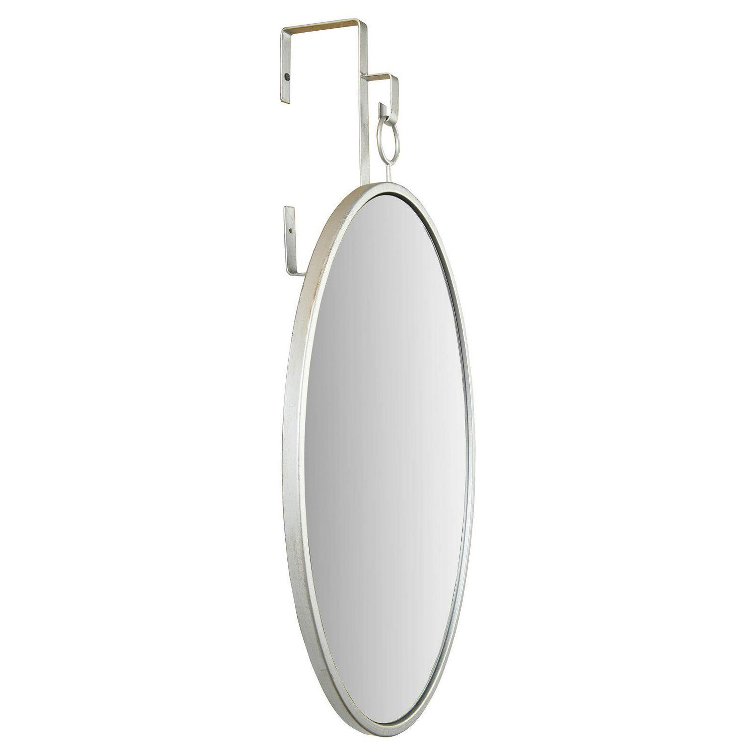 Woven Paths Oval Wall Mirror with Distressed Metal Frame and Hanging Bracket (Set of 2 Pieces)  Crowdfused