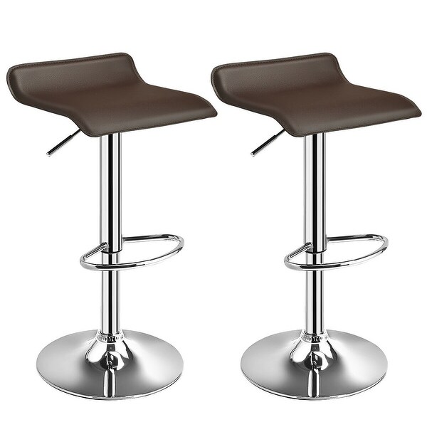 2PCS Swivel Bar Stool Set with Adjustable Height and PU Leather Seat