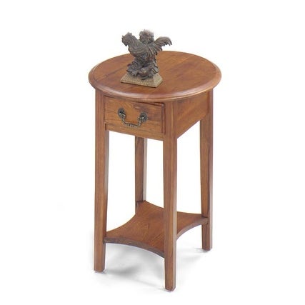 Wood Oval End Table with Drawer