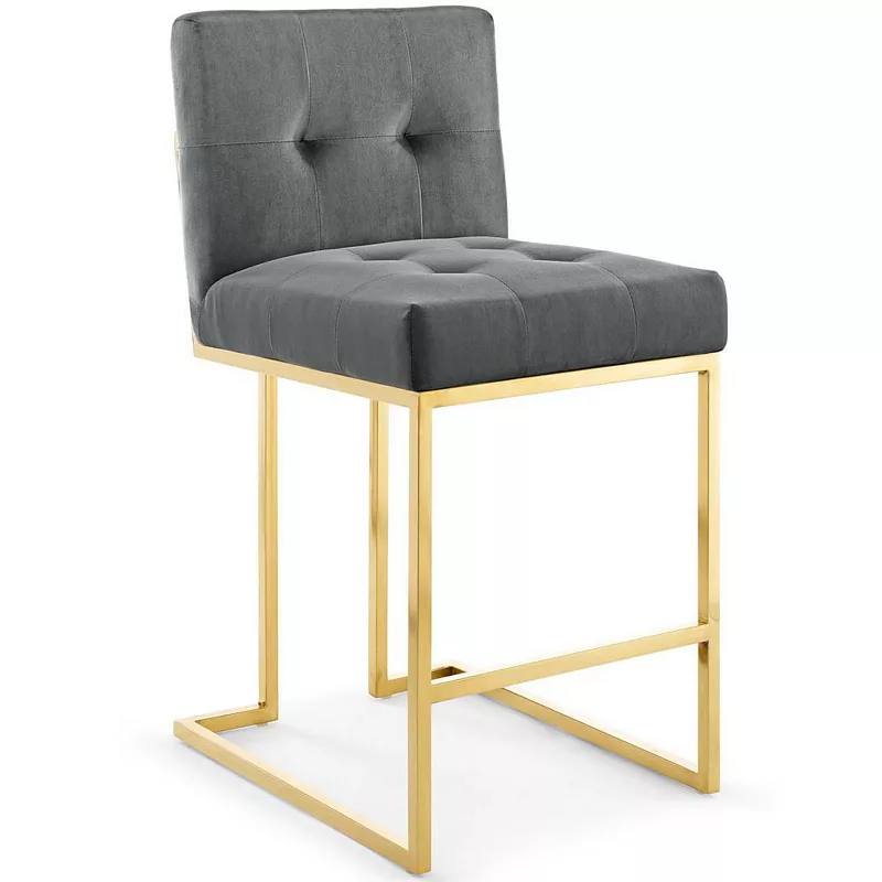 Modway Privy Gold Stainless Steel Performance Velvet Counter Stool