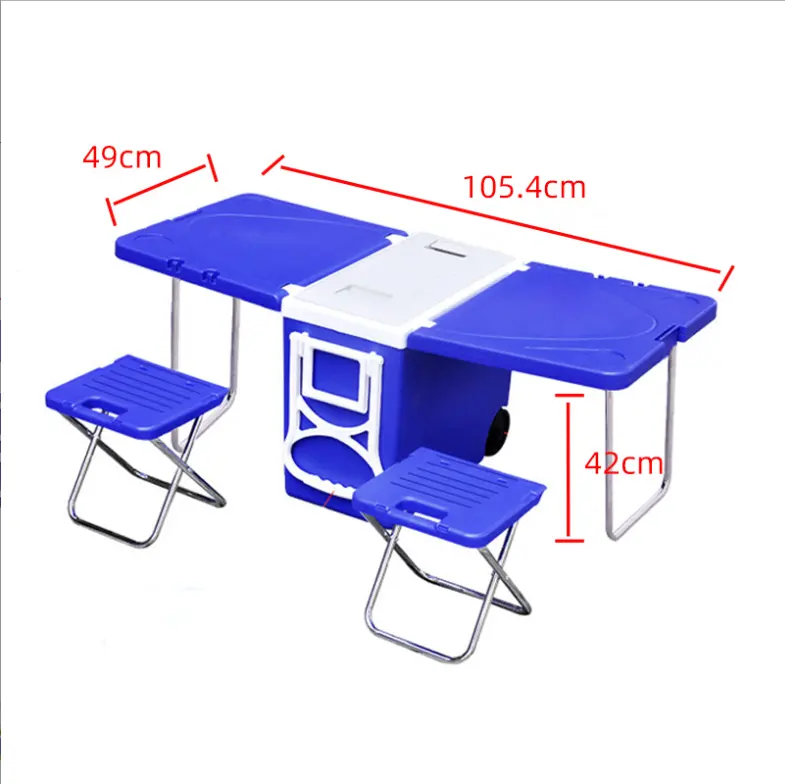 Luxury Camping Ice Cooler Box with Table and Chairs Portable Outdoor can picnic cooler lunch bags fishing beach travel