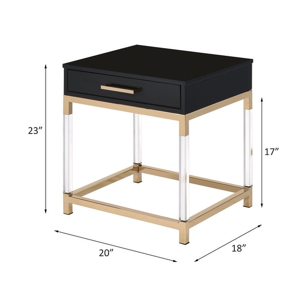 ACME Adiel Rectangular End Table in Black and Gold