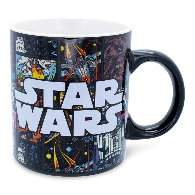 Silver Buffalo Star Wars Allover Comic Print Ceramic Mug Holds 20 Ounces