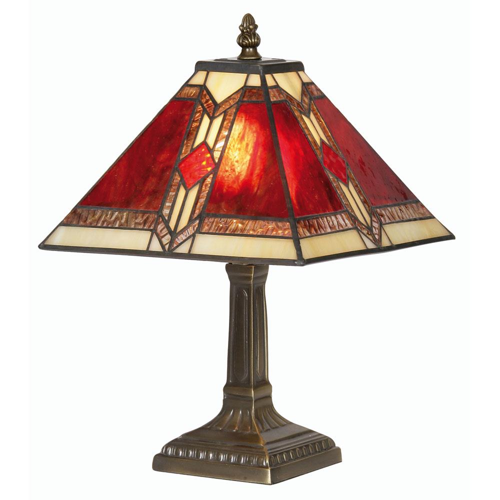 Oaks OT 2408/9 TL Aztec  Glass Vintage Table Lamp 33cm