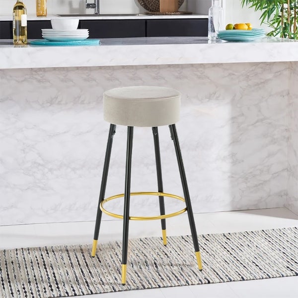 30.11 in. Metal Frame Bar Stool with Velvet Seat