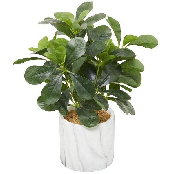 The Novogratz Green Faux Foliage Eucalyptus Artificial Plant with Realistic Leaves and White Marble Pot