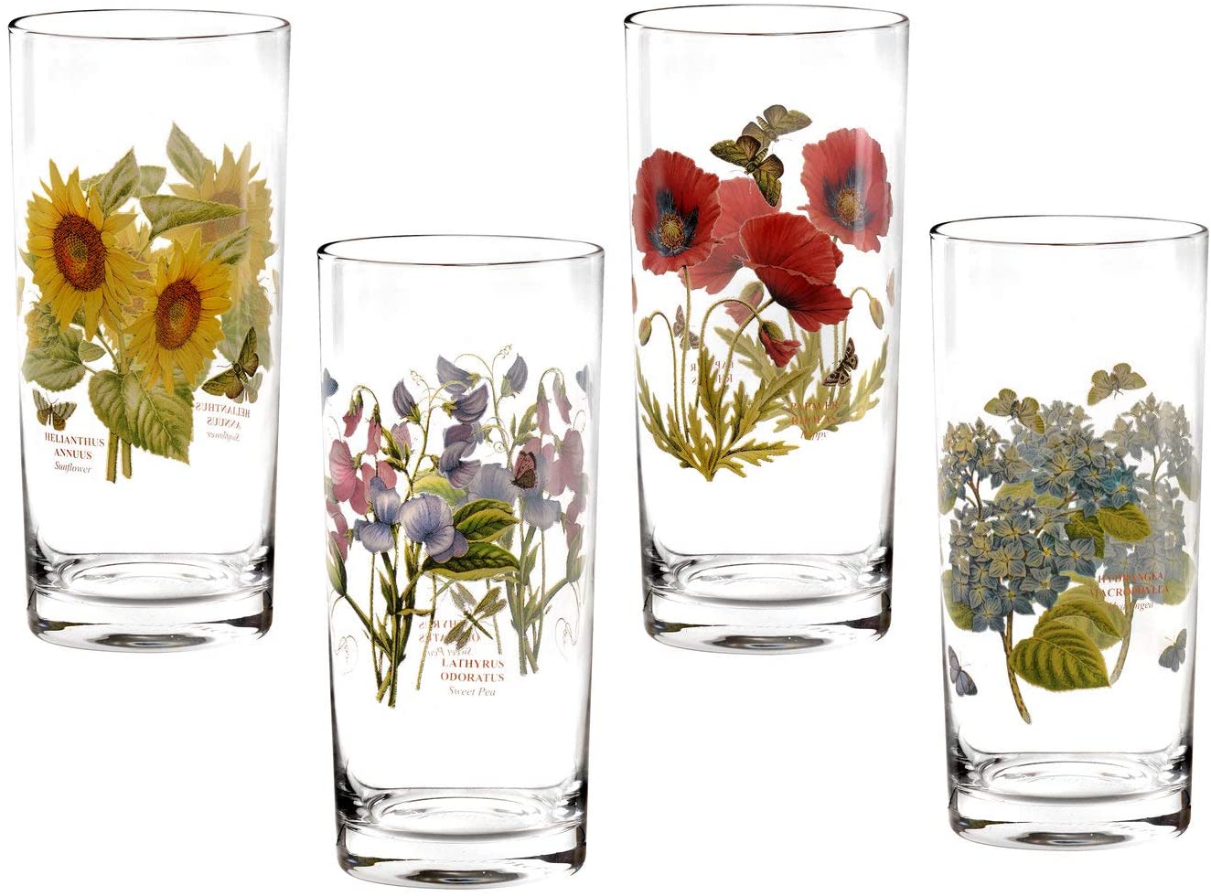 Portmeirion Botanic Garden Highball Drinking Glasses， Set of 4 - Assorted