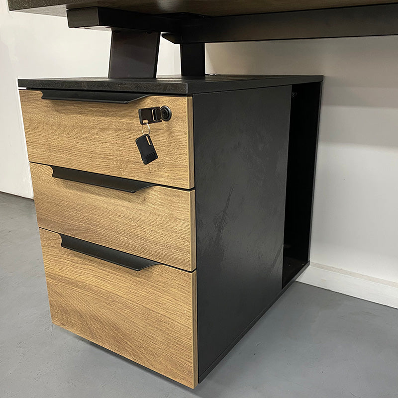 ARTO 2 People Workstation with 2 Cabinets  2.4M - Warm Oak & Black