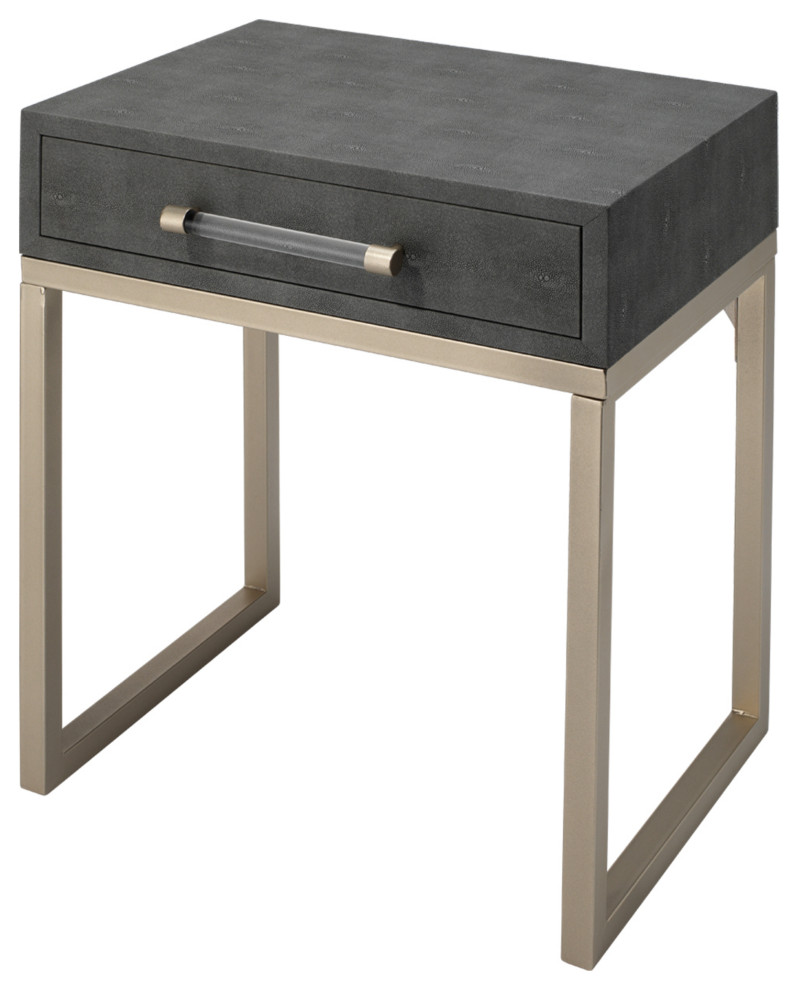 Gray Faux Patterned Leather Iron Kain Side Table   Contemporary   Side Tables And End Tables   by HedgeApple  Houzz