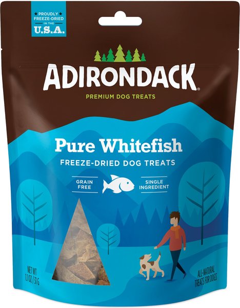 Adirondack Pure Whitefish Grain-Free Freeze-Dried Dog Treats， 1.1-oz