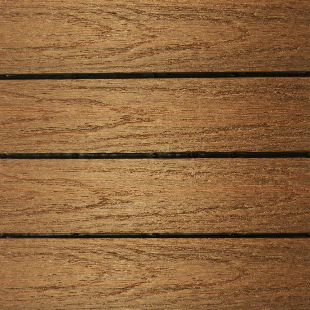 NewTechWood UltraShield Naturale 1 ft. x 1 ft. Quick Deck Outdoor Composite Deck Tile in Peruvian Teak (10 sq. ft. Per Box) US-QD-ZX-TK