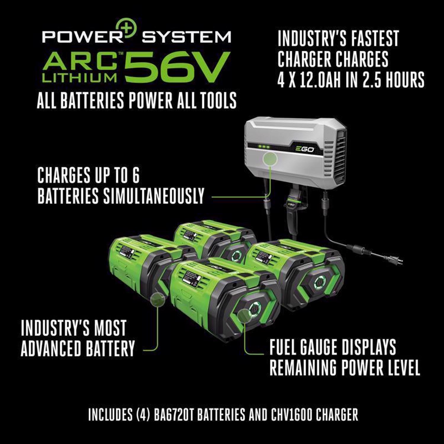 EGO Power+ Z6 ZT4205S 42 in. 56 V Battery Zero Turn Riding Mower Kit (Battery \u0026 Charger) W/ FOUR 12.0 AH BATTERIES