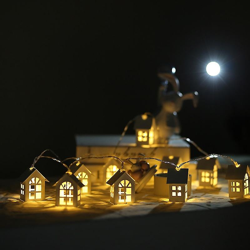 Christmas White Small House Light String 2m 10pcs Lights Christmas New Year Decoration Wedding Party Holiday Room Novelty Lamp