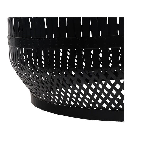 Kingston Mango and Metal Weave Eclectic Side Table